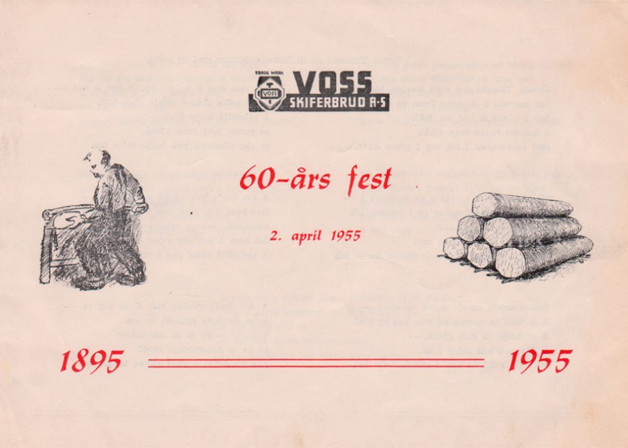 Framsida av songheftet frå 60-års festen i 1955